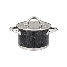 КАСТРЮЛЯ AGNESS СО СТЕКЛЯННОЙ КРЫШКОЙ, НЕРЖ.СТАЛЬ, СЕРИЯ BLACK MARBLE 1,8Л 16Х9,5СМ  фото 2