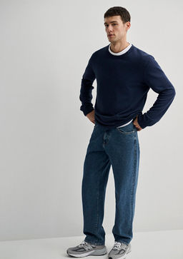 Bisiklet Yaka Lacivert Kazak - Mavi фото 3