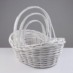 Корзина плетёная для хранения Raja, из лозы, с ручкой, белая, набор 3 шт.