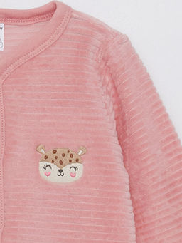 V Yaka Kadife K?z Bebek Tulum(0-12 Ay Patikli, 12 Ay+ Patiksiz) - Waikiki фото 3