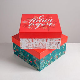 Коробки подарочные новогодние набор 6 в1 Happy new year, 10×10×6 - 20×20×11 см