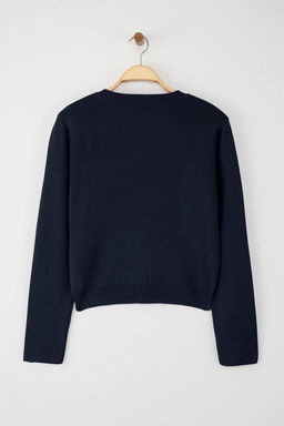 Wardrobe Essentials Lacivert Dugme Detayl? Pamuklu Basic Triko H?rka | TWOAW26HI00001