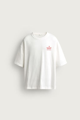 CAMISETA RELAXED FIT ESTAMPADOS CONTRASTE / Blanco roto - Zara фото 6