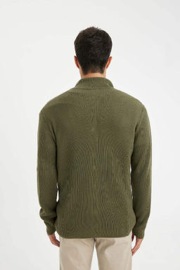 Кардиган стандартной посадки с высоким воротником и молнией - Defacto фото 7