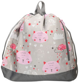 Мешок для обуви Каляка-Маляка КОШКА 38x35x6 см, серый, 1 отделение, с большим карманом на ...