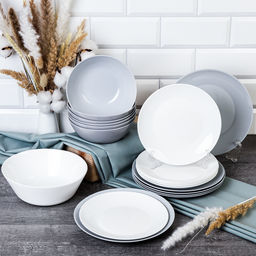 Столовый набор 19 предметов Бело-Серый цвет Дэй Смол GR-19 FLYGP857565 (уп 2) - Галеонтрейд фото 2