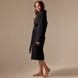 Халат вафельный женский SL HOME: Basic «Дарк Маре», размер XL, хлопок 100%, чёрный