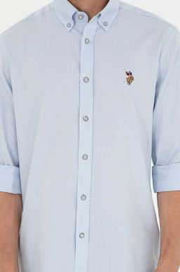 Мужская голубая базовая рубашка с длинным рукавом - U.s. polo assn фото 6