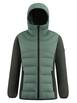 Куртка женская гибридная стёганая с капюшоном с графеновой подкладкой цвета хаки 9630_1Kh