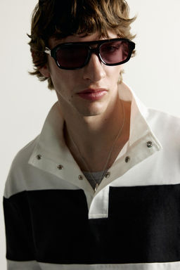 POLO RELAXED FIT RAYAS / Blanco / Marino - Zara фото 7