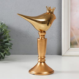 Фигурка полистоун «Птица в короне на подставке», золото, 14.3×8×20 см