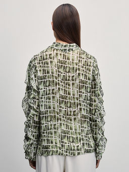 Шифоновая блузка с принтом с воланами / Zarina  фото 5