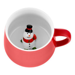 Кружка подарочная с фигуркой внутри Walmer Snowman, 0.35 л, цвет красный