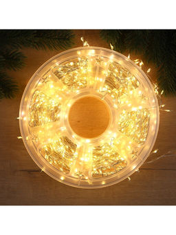 Гирлянда «Мишура» 50 м роса, IP44, серебристая нить, 1500 LED, 8 режимов, свечение тёплое белое, 36 В