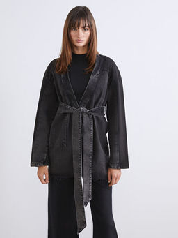 ?al Yaka Oversize Kad?n Jean Ceket