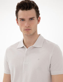 A__k Gri Slim Fit %100 Pamuk Polo Yaka Basic Ti__rt