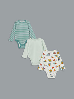 Bisiklet Yaka Erkek Bebek ??t??tl? Body 3l?