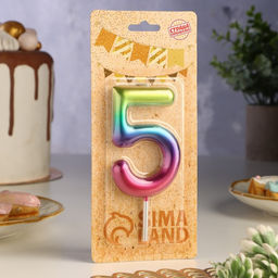 Цена за 3 шт. Свеча в торт «Цифра 5», 9 см