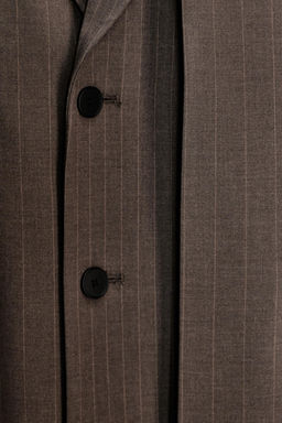 OVERSIZE STRIPED DOUBLE FABRIC BLAZER - Zara фото 14