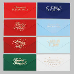 Набор конвертов для денег, «С Новым годом», 8 штук, софт тач, тиснение, 19 х 9.2 см