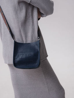 Сумка кожаная на плечо Azaro 30996 темно-синяя