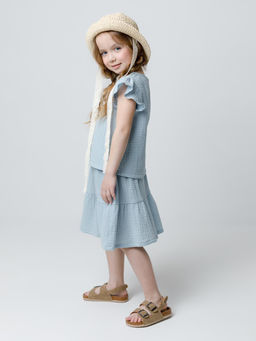 Юбка для девочки Crockid ТК 70046 из хлопка нежно-голубой фото 4