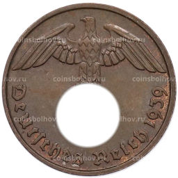 Монета 2 рейхспфеннига 1939 года D Германия