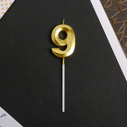 Свеча в торт цифра 9, золото - Страна карнавалия фото 3