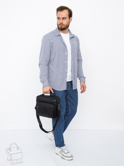 Сумка мужская кожаная 608M black Fuzhiniao