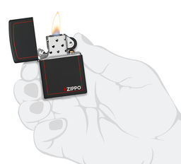 Зажигалка ZIPPO с фирменным логотипом и красной окантовкой с черным матовым покрытием | Black Matte 218ZB
