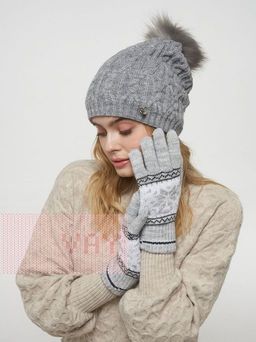 Перчатки женские 212-8228. 031/01 св.серый/молоко