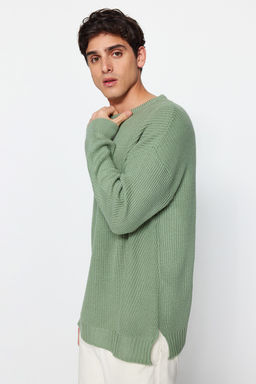 Trendyolmilla Man Mint Unisex Oversize Fit Genis Kal?p Bisiklet Yaka Y?rtmacl? Triko Kazak TMNAW21KZ0552  фото 3
