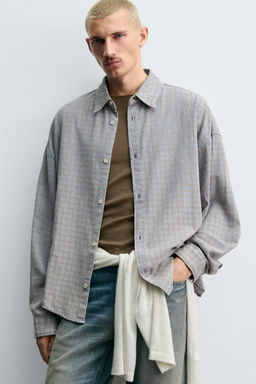 CHECK TEXTURED OVERSHIRT