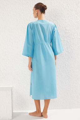 TRENDYOLMILLA Zebra Desenli Maxi Dokuma Buzgu Detayl? %100 Pamuklu Plaj Elbisesi TBESS25EL00017  фото 19