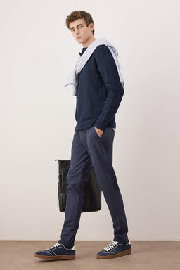 Lacivert Regular Fit Dokulu Rahat Erkek Pantolon TMNAW26PL00007