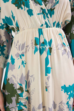 Cok Renkli Etnik Desenli A Kesim Kruvaze Yaka Midi Dokuma Elbise DWOSS24EL00913 - Trendyolmilla фото 19