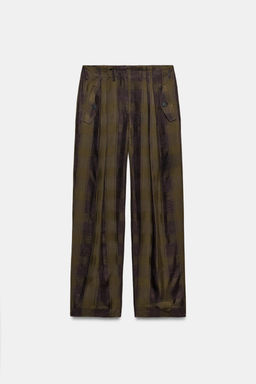 ZW COLLECTION FLOWING CHECK TROUSERS - Zara фото 12