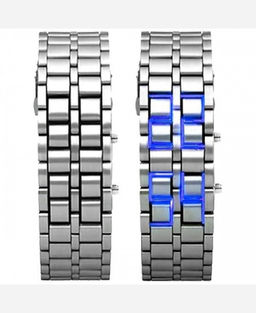 LED-часы Самурай Серебристый браслет, синие диоды 9046180 - Yiwu youda import & export co фото 2
