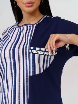 Платье женское, цвет синий белый бежевый