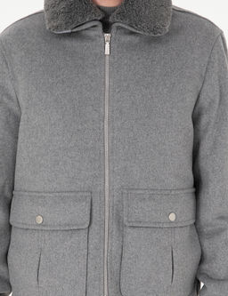 Gri Y_n Kar___ml_ Regular Fit Ka_e Mont