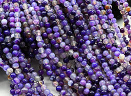 Бусины из агата тонированного шарик 6мм цв.фиолетовый, 37см, 63 бусины Радуга камня