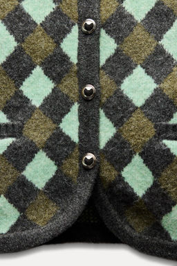 KNIT DIAMOND JACQUARD CARDIGAN - Zara фото 5