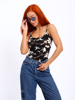 Топ женский НИКА (набивка цветок чёрный №1/18)