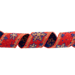 Лента жаккардовая 23 - 25 мм BLITZ С1857 рис. 8887В 25 м лента отделочная Снежинка белый/синий/под золото  фото 8