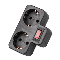 S-GES2-16PB BLACK Разветвитель сетевой с выключателем, с/з. 2 гнезда. 16А, 3500Вт. Черный. ТМ Uniel