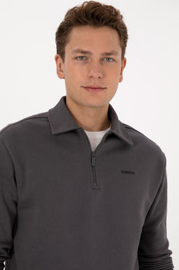 Erkek Regular Fit Yar_m Fermuarl_ Antrasit Basic Sweatshirt - U.s. polo assn фото 2