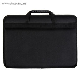 Папка с ручками текстильная, А4, 365×260×50 мм, 1С13 «Луга», каркасная, чёрная