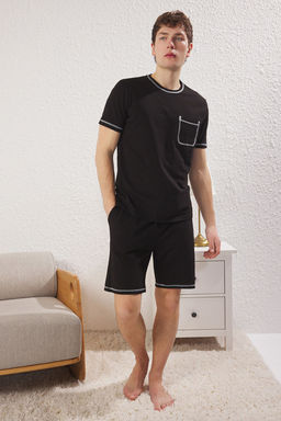 TRENDYOL MAN Gri Regular Fit Karyoka Dikisli Orme Sortlu Pijama Tak?m? TMNSS25PT00017 - Trendyolmilla фото 11