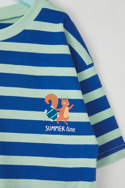 Bordo %100 Pamuk Unisex Cizgili Bask?l? Oversize Kal?p K?sa Kol Orme T-Shirt TKDSS25TS00037 - Trendyolmilla фото 7