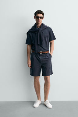 BERMUDA REGULAR FIT PLIEGUES / Marino